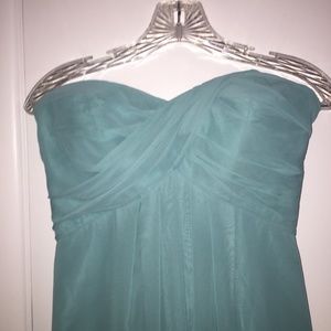 Bill Levkoff Full Length Strapless Teal Gown 482